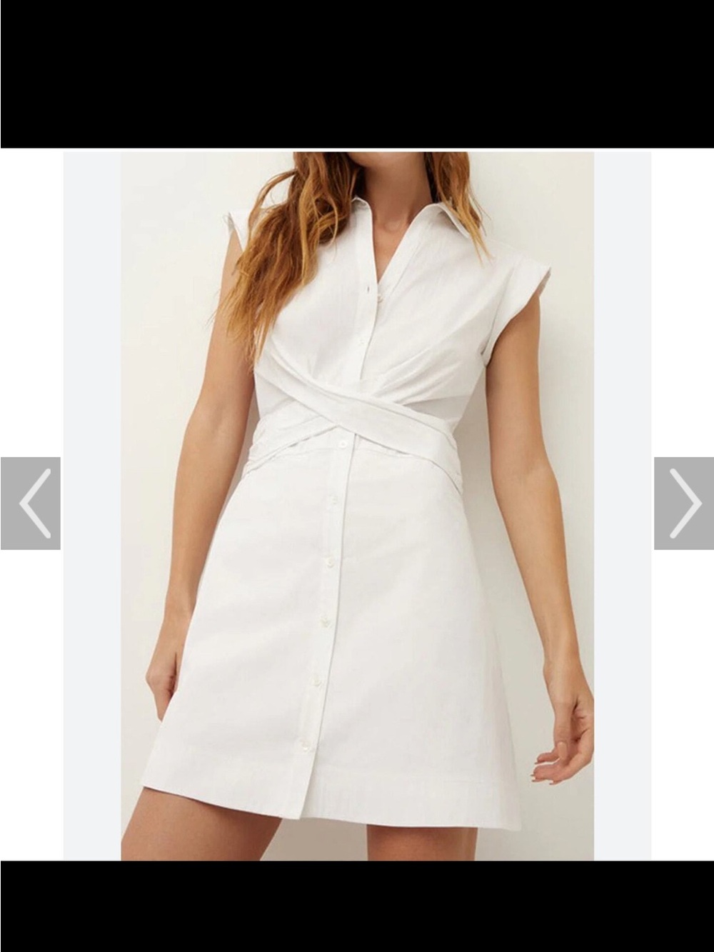Veronica Beard Nagano White Sleeveless Wrap-Detail Shirt Mini Dress Size 6